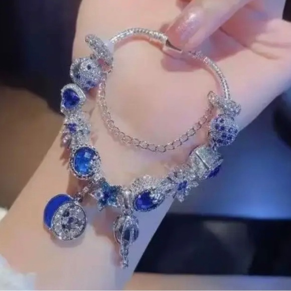 New Fine Crystal Silver Plated Tassel, Charms, Beads Bracelet - Picture 5 of 7